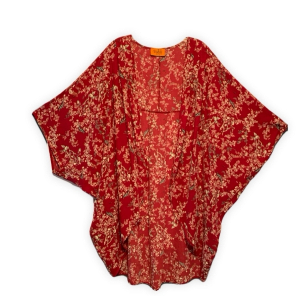 Voom by Joy Han Kimono Cardigan Cover Up Red